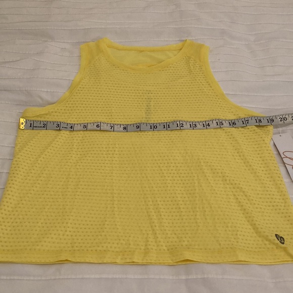 NWT Ellie “Celandine”  workout tank top, yellow mesh, women’s size medium - Picture 6 of 11